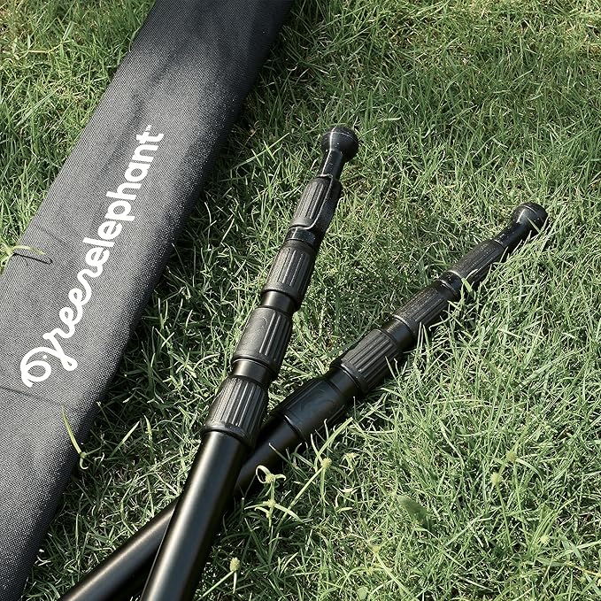Green Elephant Camping Tarp Poles - Adjustable Aluminum Telescoping Tent Poles for Tarps, Canopy & Awning - Heavy Duty Collapsible Pole Set of 2 - Extends 8ft 2.8 in, Shrinks to 2ft 9.5 in.