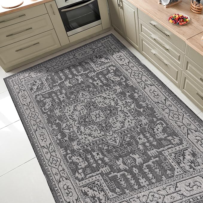 Keen Home Design Terrace Outdoor Area Rug - 4x6 Washable Indoor/Outdoor Rug for Patio, Kitchen, Balcony, Beach, Garden, Deck and Porch, Size: 3'10"x5'7"