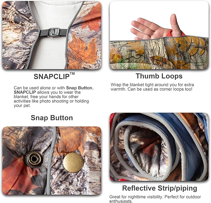 ECOSILK Outdoor Blanket Waterproof | XL Puffy Camping Blanket for Hiking Backpacking | Lightweight Packable Travel Cars Blanket w. Stuff Sack for Picnic Festival |55 X 79 in| Forest Camo…