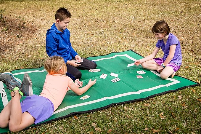 5x7 Green Outdoor RV Mat with Carry Bag – Extra Thick 5mm Recycled Poly Rug – Waterproof, Heavy-Duty, Reversible – Luxury Camping Mat for Patio, Beach, Deck (Green with Carry Bag, 5'x7')