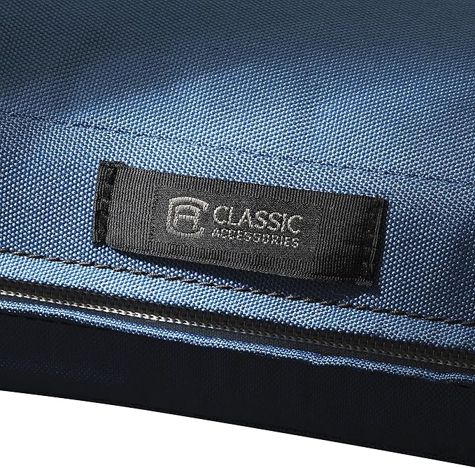 Classic Accessories Ravenna Water-Resistant 21 x 19 x 3 Inch Patio Seat Cushion, Empire Blue, Chair Seat Cushion