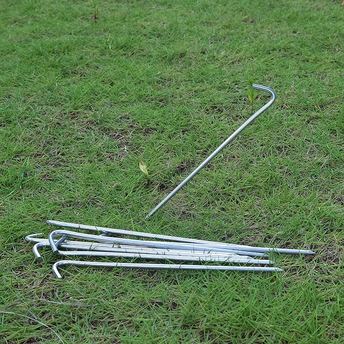 MySit 9" Tent Stakes, Metal Inflatable Stakes 30 Pack, Heavy Duty Galvanized Tent Stakes Metal, Tent Pegs Ground Trap Camping Stakes for Inflatables, Outdoor Decorations