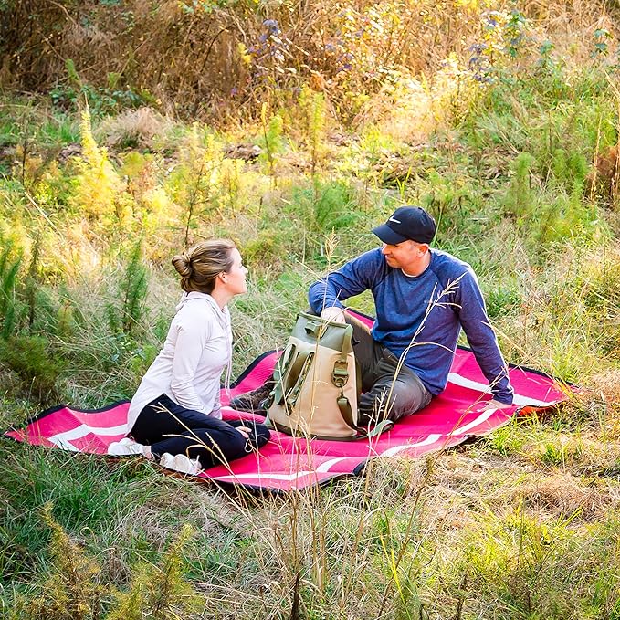 5x7 Red Outdoor RV Mat with Carry Bag – Extra Thick 5mm Recycled Poly Rug – Waterproof, Reversible, Heavy-Duty – Luxury Camping Mat for Patio, Beach, Campsite (Red with Carry Bag, 5'x7')