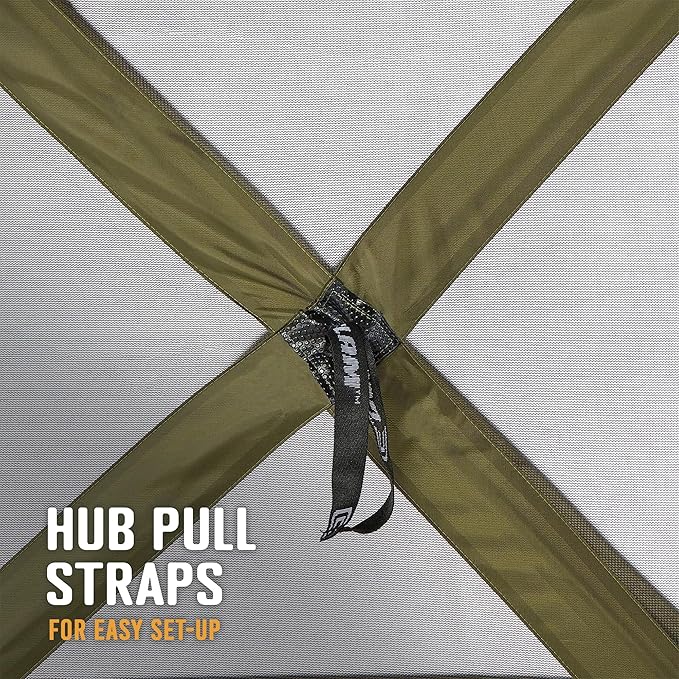 CLAM Pop Up Screen Tent, Outdoor Camping Gazebo Canopy, Pavilion, 12.5', Green - Heavy-Duty Portable Screened Shelter with Netting for Beach, Patio, and Backyard